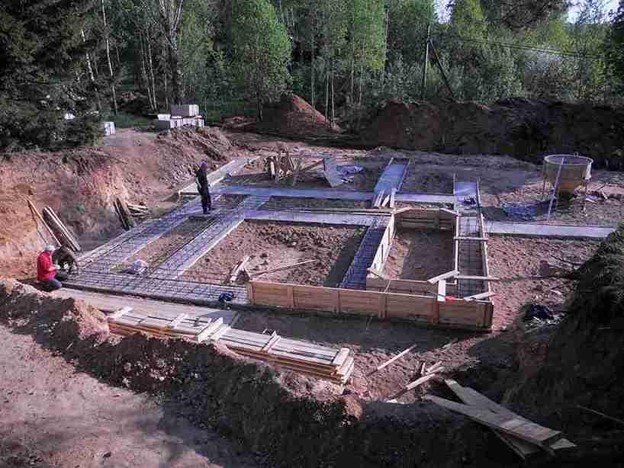 Concrete foundation installation with footing layout and excavation for residential build in North Ridgeville, OH